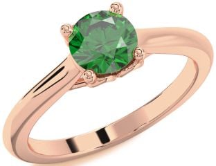 Emerald Rose Gold Round Solitaire Engagement Ring