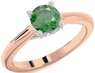 Emerald Platinum & Rose Gold Round Solitaire Engagement Ring