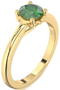 Emerald Gold Round Solitaire Engagement Ring