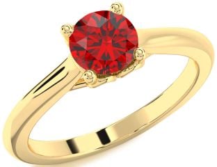 Ruby Gold Silver Round Solitaire Engagement Ring