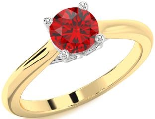 Ruby Platinum & Yellow Gold Round Solitaire Engagement Ring