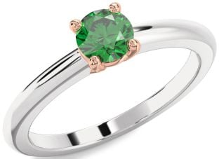 Emerald Platinum & Rose Gold Round Solitaire Engagement Ring