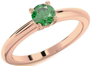 Emerald Rose Gold Round Solitaire Engagement Ring