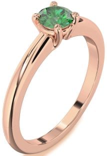 Emerald Rose Gold Round Solitaire Engagement Ring