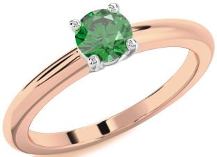 Emerald Platinum & Rose Gold Round Solitaire Engagement Ring
