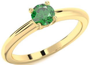Emerald Gold Round Solitaire Engagement Ring