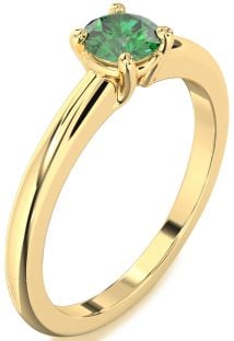 Emerald Gold Round Solitaire Engagement Ring