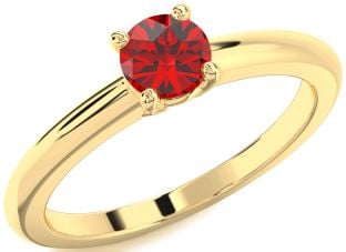 Ruby Gold Round Solitaire Engagement Ring
