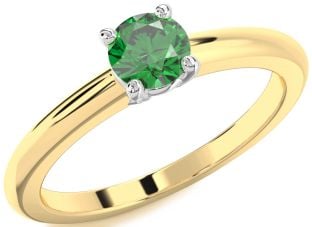 Emerald Platinum & Yellow Gold Round Solitaire Engagement Ring