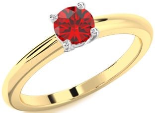 Ruby Platinum & Yellow Gold Round Solitaire Engagement Ring