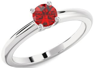 Ruby Platinum Round Solitaire Engagement Ring