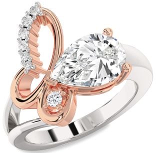 Diamond Platinum & Rose Gold Butterfly Ring