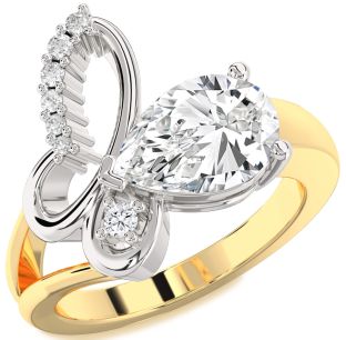 Diamond Platinum & Yellow Gold Butterfly Ring