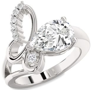 Diamond Platinum Butterfly Ring