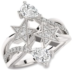 Diamond Platinum Star Pear Two Stone Ring