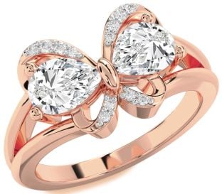 Diamond Rose Gold Butterfly Pear Two Stone Ring