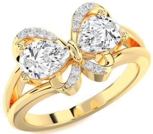 Diamond Gold Butterfly Pear Two Stone Ring