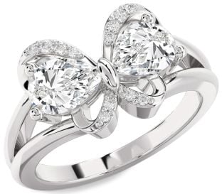 Diamond Platinum Butterfly Pear Two Stone Ring