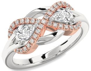 Diamond Platinum & Rose Gold Infinity Pear Two Stone Ring