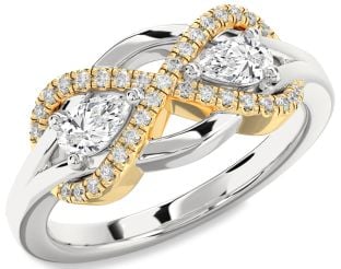 Diamond Platinum & Yellow Gold Infinity Pear Two Stone Ring