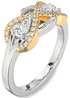 Diamond Platinum & Yellow Gold Infinity Pear Two Stone Ring