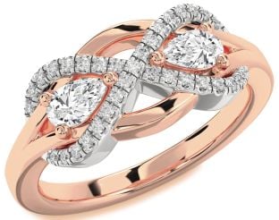 Diamond Platinum & Rose Gold Infinity Pear Two Stone Ring