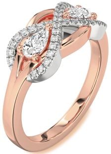 Diamond Platinum & Rose Gold Infinity Pear Two Stone Ring