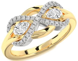 Diamond Platinum & Yellow Gold Infinity Pear Two Stone Ring