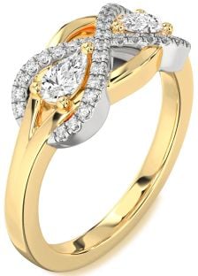 Diamond Platinum & Yellow Gold Infinity Pear Two Stone Ring