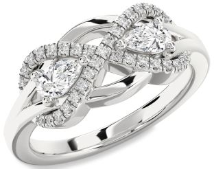 Diamond Platinum Infinity Pear Two Stone Ring