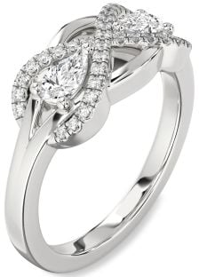 Diamond Platinum Infinity Pear Two Stone Ring