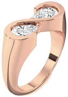 Diamond Rose Gold Infinity Pear Two Stone Ring