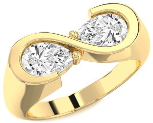 Diamond Gold Infinity Pear Two Stone Ring