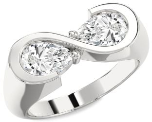 Diamond Platinum Infinity Pear Two Stone Ring