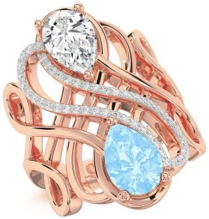 Diamond Rose Gold Knot Pear Two Stone Promise Ring