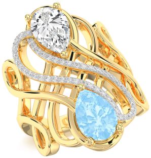 Diamond Gold Knot Pear Two Stone Promise Ring