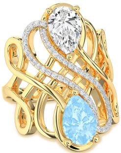 Diamond Gold Knot Pear Two Stone Promise Ring