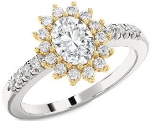 Diamond Platinum & Yellow Gold Halo Oval Engagement Ring