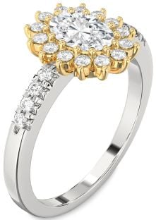 Diamond Platinum & Yellow Gold Halo Oval Engagement Ring