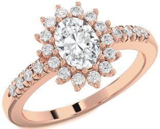 Diamond Rose Gold Halo Oval Engagement Ring