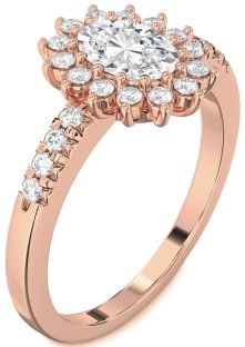 Diamond Rose Gold Halo Oval Engagement Ring