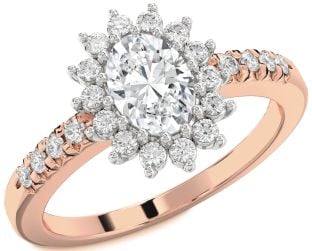 Diamond Platinum & Rose Gold Halo Oval Engagement Ring