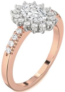 Diamond Platinum & Rose Gold Halo Oval Engagement Ring