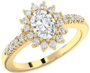 Diamond Gold Halo Oval Engagement Ring