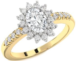 Diamond Platinum & Yellow Gold Halo Oval Engagement Ring