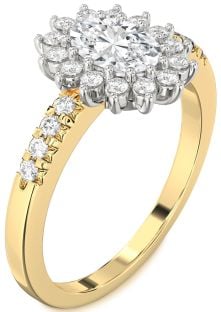 Diamond Platinum & Yellow Gold Halo Oval Engagement Ring