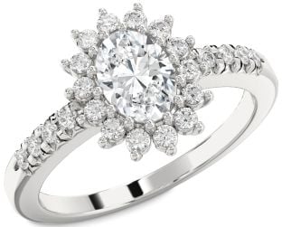 Diamond Platinum Halo Oval Engagement Ring