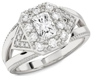 Diamond Platinum Halo Octagonal Engagement Ring