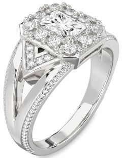 Diamond Platinum Halo Octagonal Engagement Ring