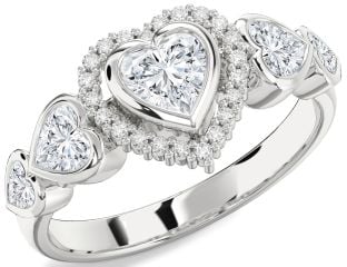 Diamond Platinum Heart Halo Engagement Ring